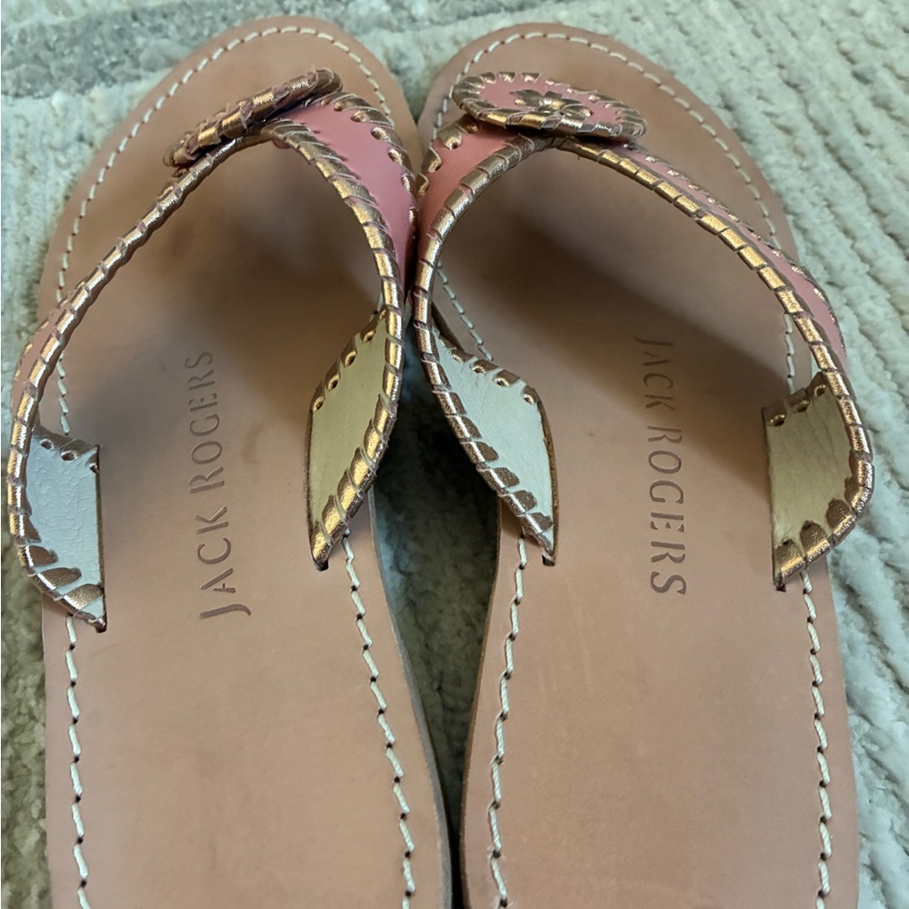 Jack Rogers Ro Leather Sandal in Pink and Rose Gold - Picture 4 of 5